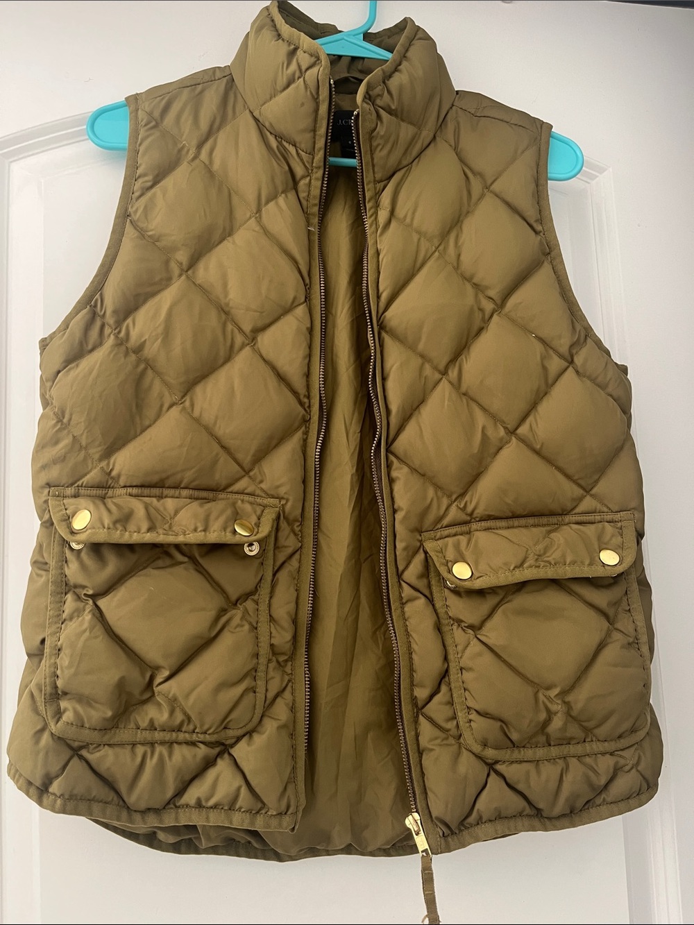J.Crew Quilted Down Puffer Vest in Green Size Small
